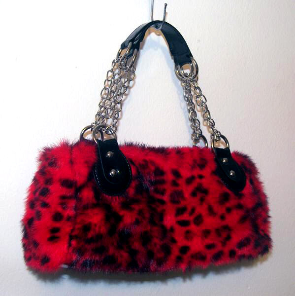 BOLSO PEQUEÑO LEOPARDO ROJO (TIPO PELUCHE)